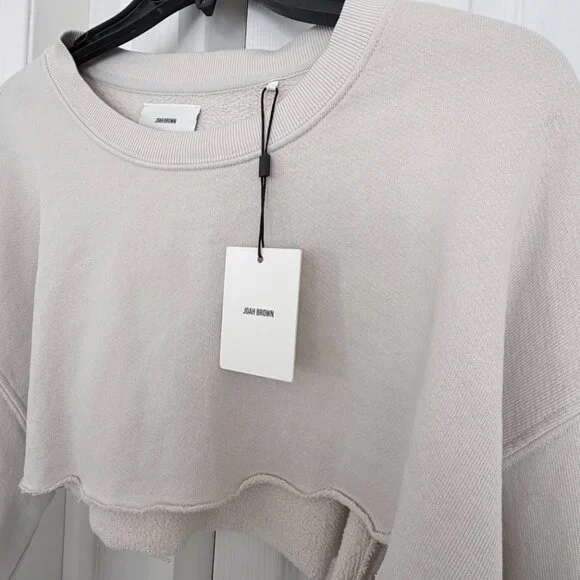 NWT JOAH BROWN Cropped Crew Neck Sweatshirt  | Sahara | One Size - Picture 2 of 7